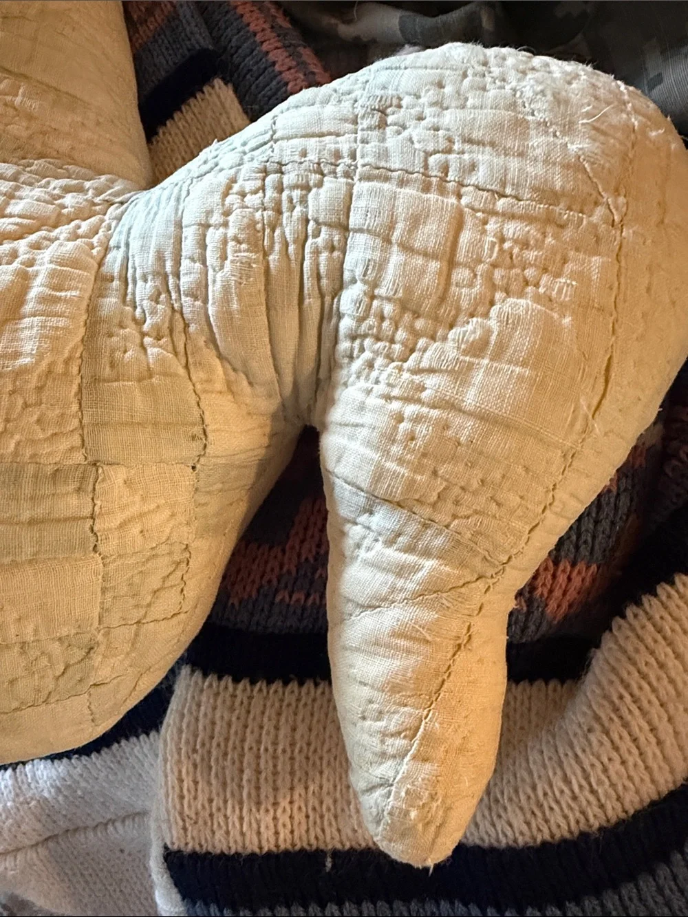 Vintage Cream Quilted Decorative Pillow - Soft Home Accent